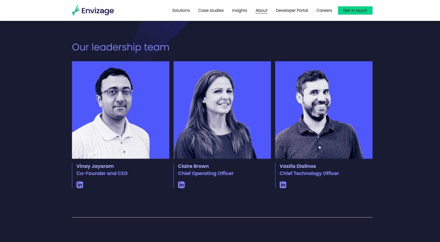 Η Ομάδα της Envizage Λονδίνο - Ανάπτυξη επίσημης ιστοσελίδας από Greatives Web