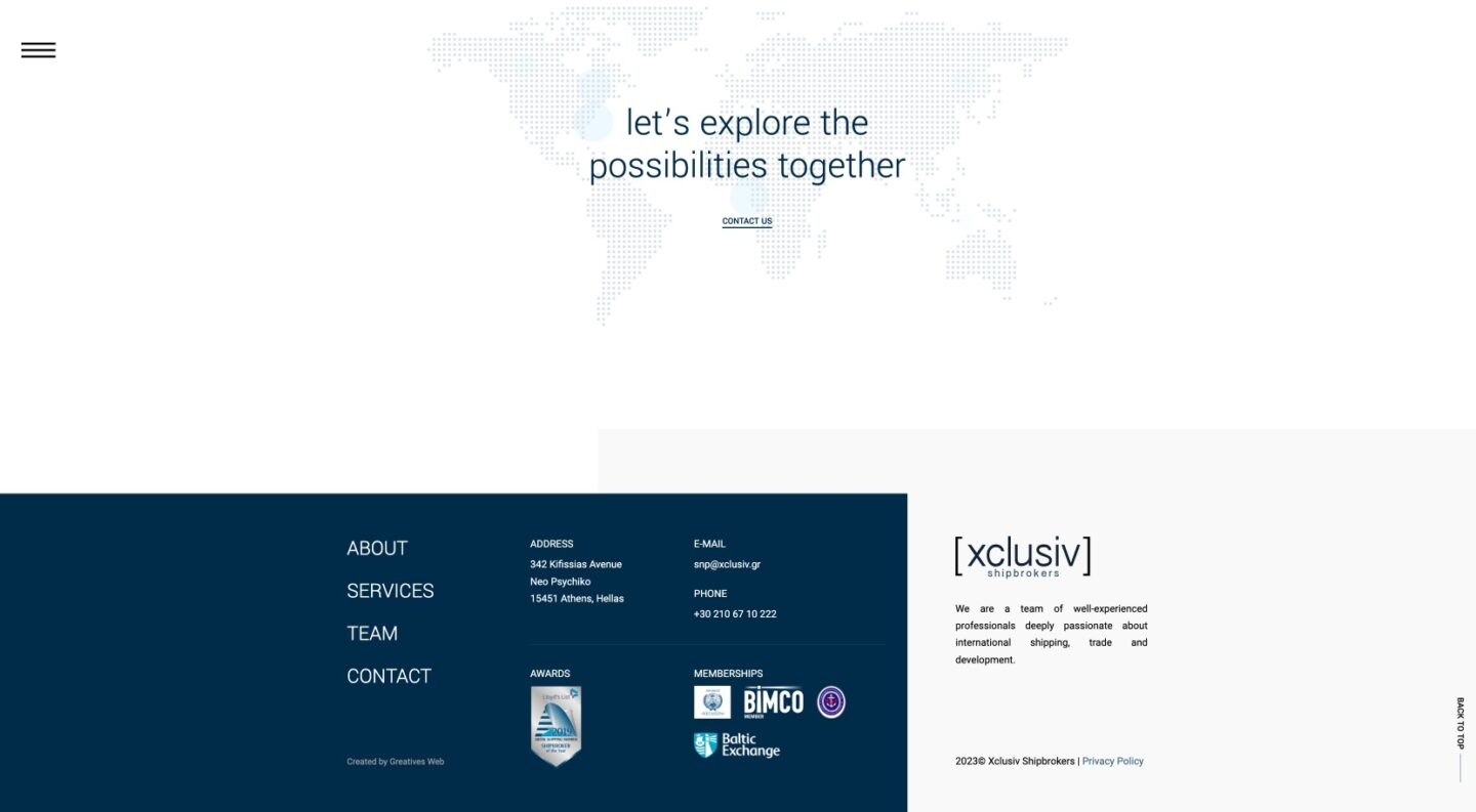 Xclusiv Shipbrokers - Ανάπτυξη επίσημης ιστοσελίδας από Greatives Web