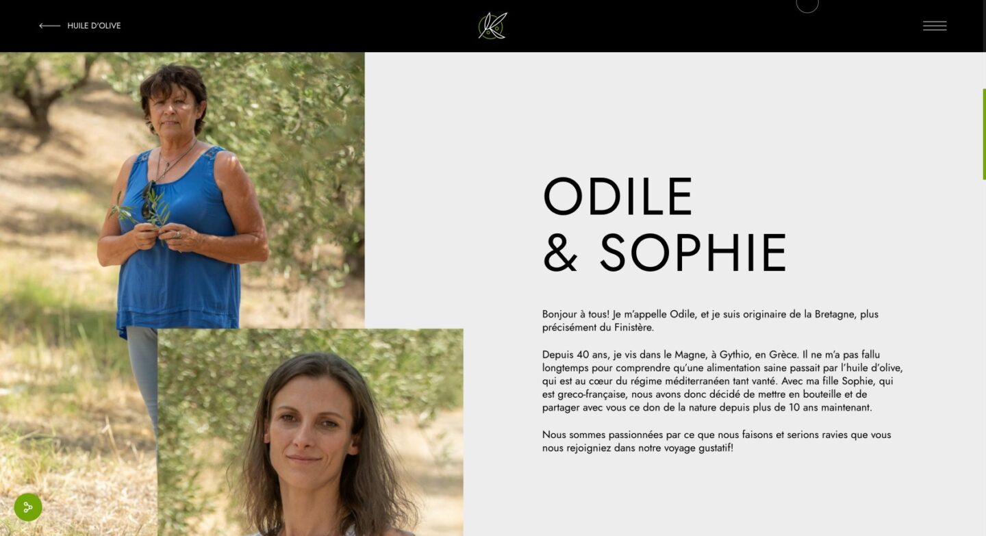 Kolokotronis Huile d'Olive About page - Logo, Web Design and Development by Greatives Web
