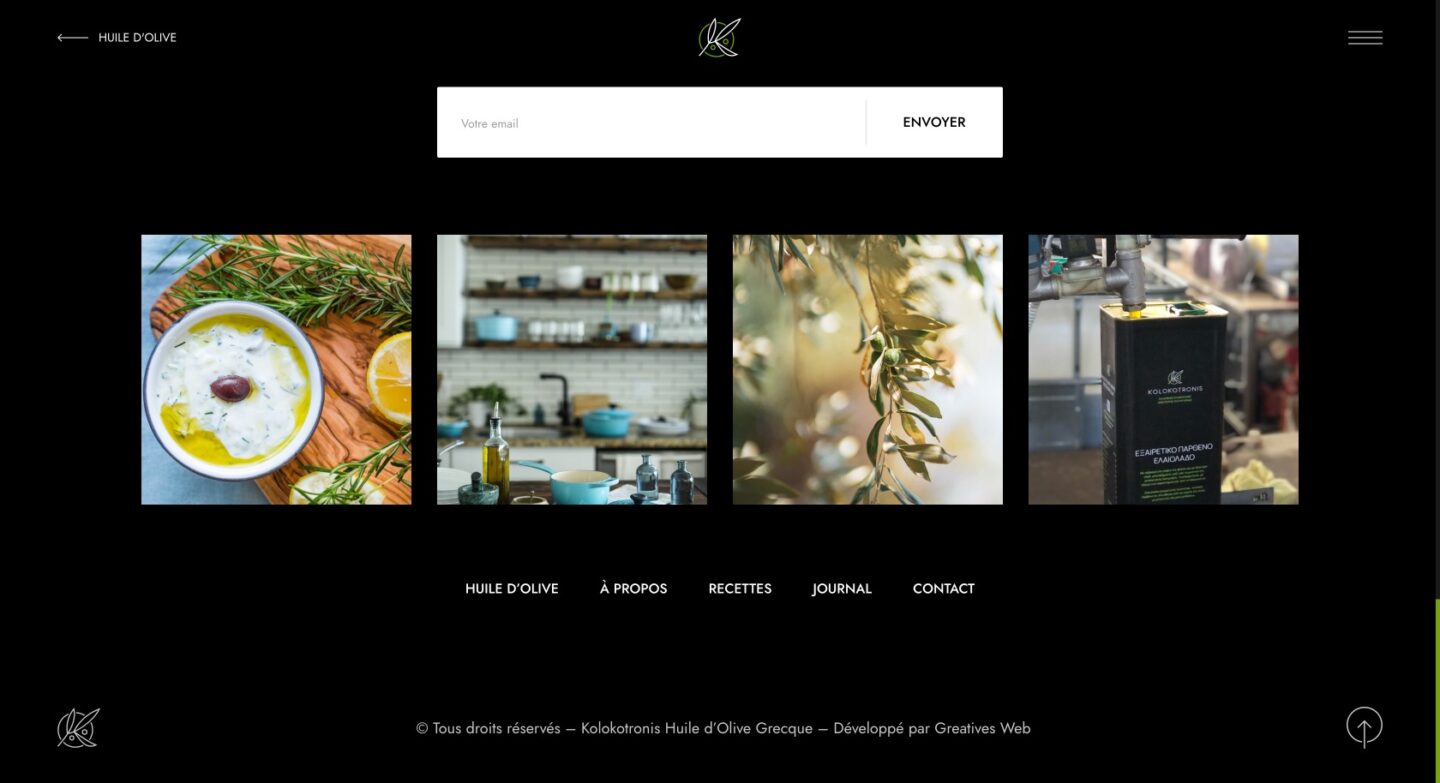 Kolokotronis Huile d'Olive Footer - Logo, Web Design and Development by Greatives Web